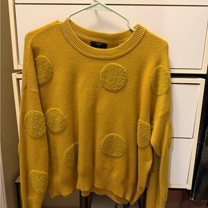 Tahari Mustard Polka Dot Sweater